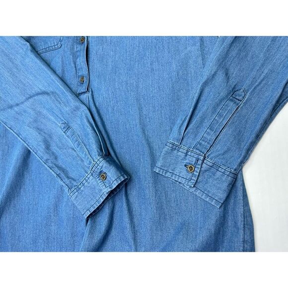 Old Navy Chambray Shirt Dress Womens Small Button Front Pockets Long Sleeve Blue - Picture 4 of 15